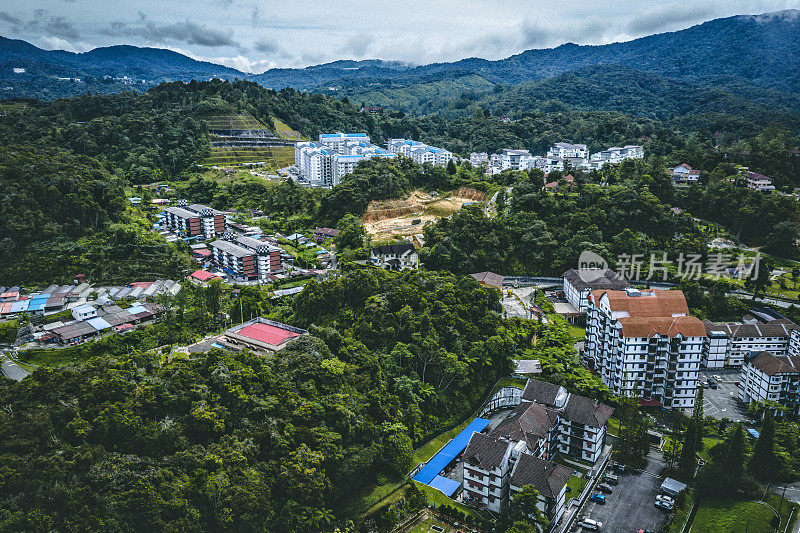 Tanah Rata镇鸟瞰图